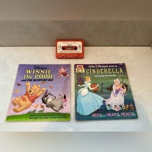 Disney Story Tellers Books and Cassette Cinderella Winnie The Pooh